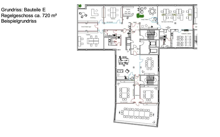 Grundriss Bauteil E - Beispielbelegung