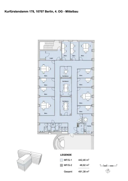 Grundriss 4.OG Mittelbau - Variante 2