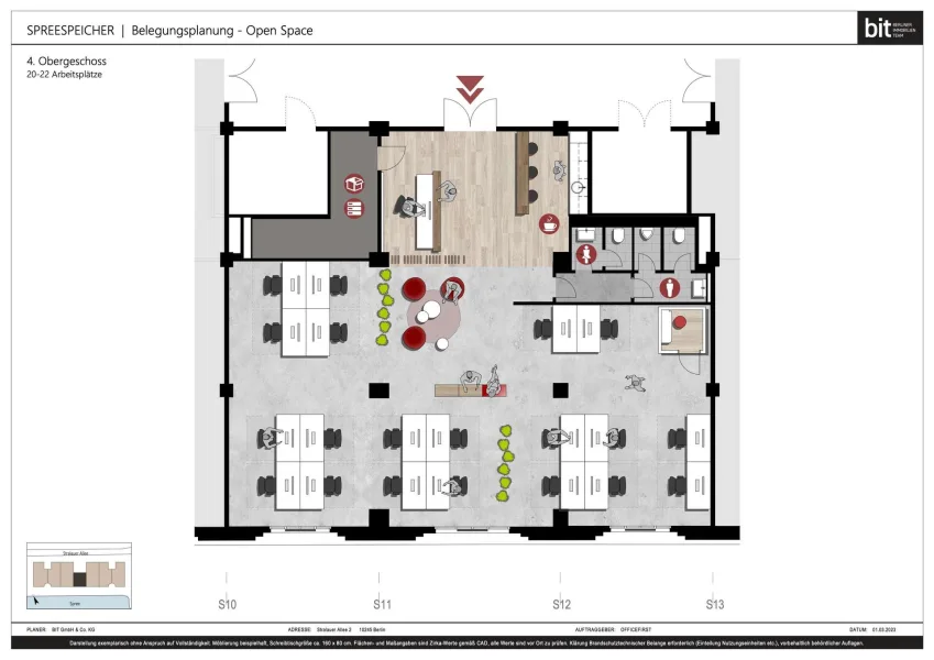 213 m² Flächenbelegung Open Space