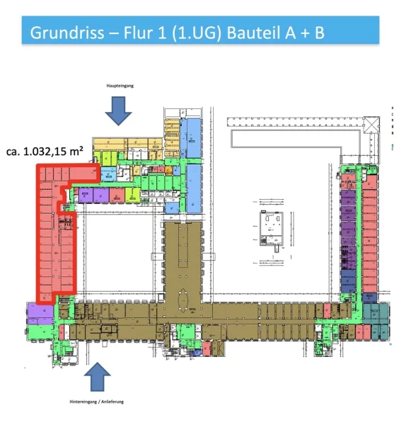 Grundriss 1.UG - Flur 1 - Bauteil A+B