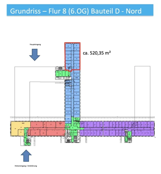 Grundriss 6.OG - Flur 8 - Bauteil D - Nord