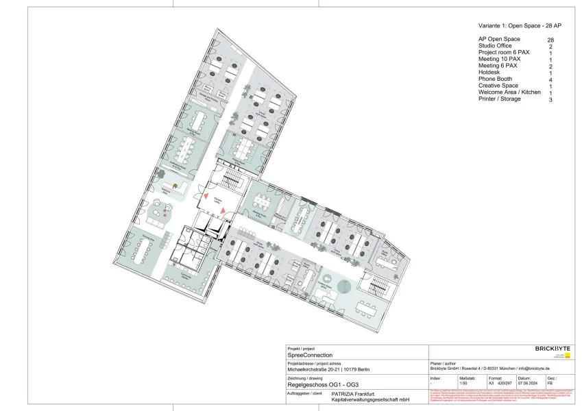 Beispielhafte Raumaufteilung Open Space