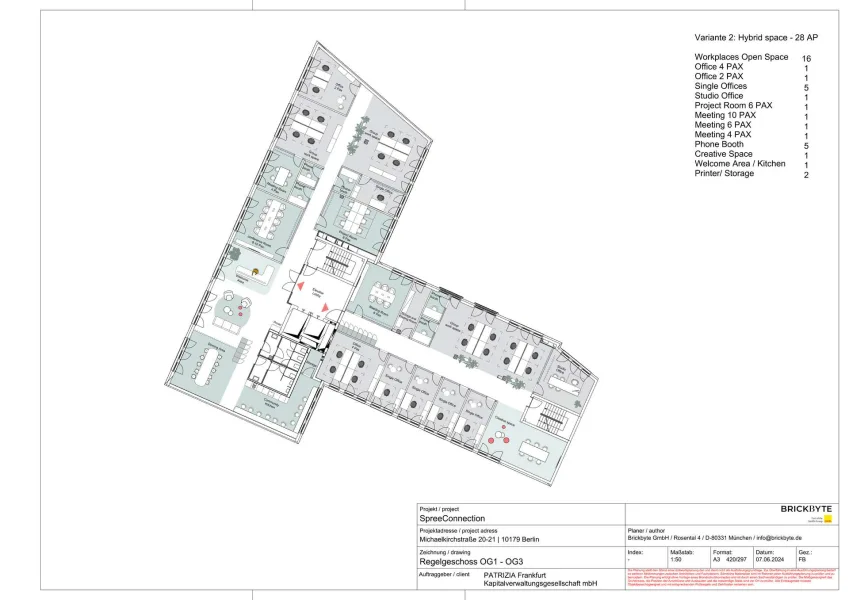 Beispielhafte Raumaufteilung Hybrid Space