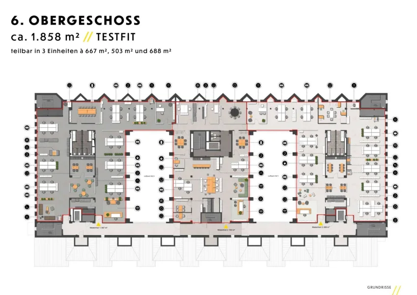 Grundriss 6.OG - Testfit