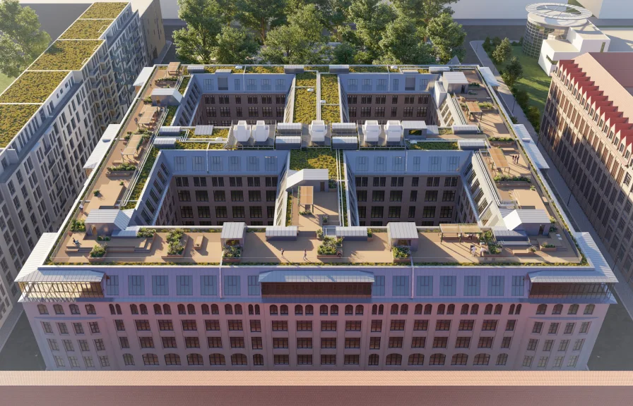 Visualisierungen Dachterrasse LUX Cubes - Büro/Praxis mieten in Berlin - Büros mieten direkt in der Oberbaum City in den LUX Cubes - Rotherstraße #OBC #OberbaumCity4 #Office