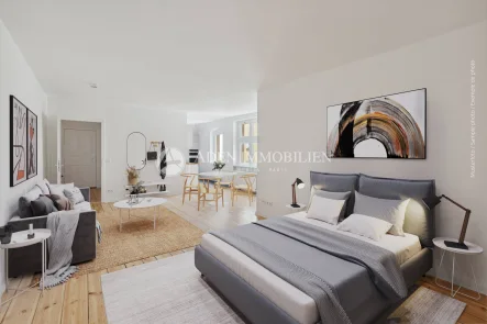 Virtual staging BO-PE-36-21 - Wohnung kaufen in Berlin - ••• BEZUGSFREI,  ERSTBEZUG NACH SANIERUNG, große 1-Zimmer-Wohnung unweit der Wilmersdorfer Str.! •••