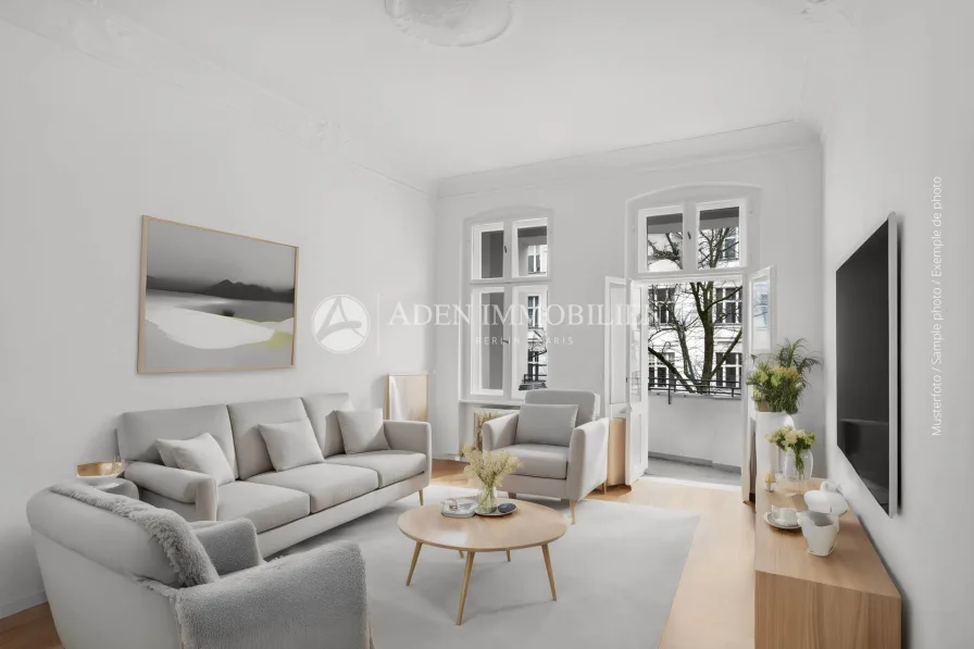 staging zimmer 1 - Wohnung kaufen in Berlin - ••• BEZUGSFREI, 3,5 Zi.-Altbauwohnung,  ca. 113 m² + West-Balkon, nur 200 m. zum Kurfürstendamm! •••