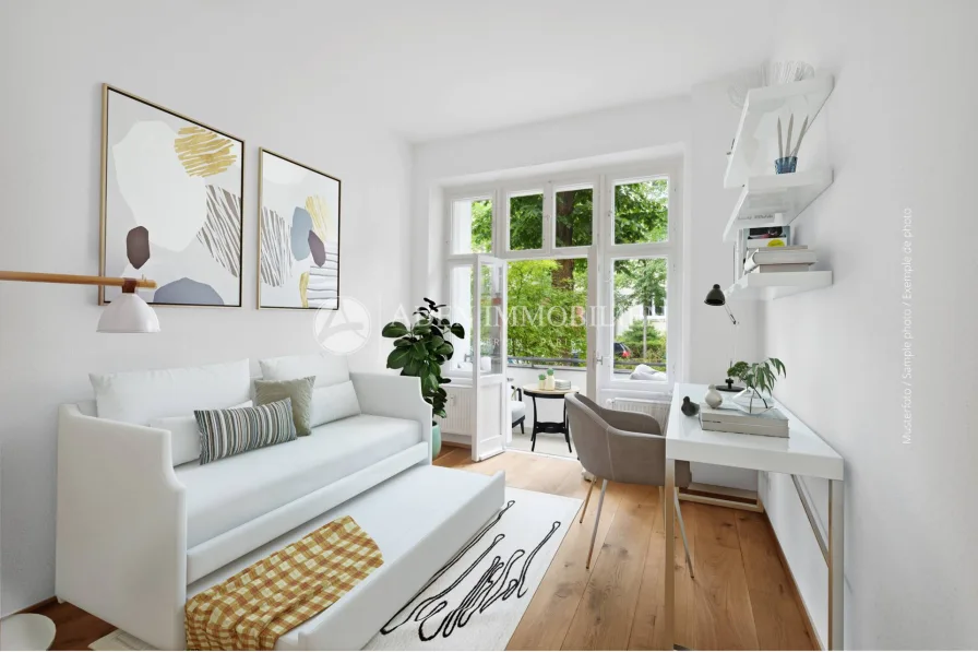 BO-SC-16-01_staging - Wohnung kaufen in Berlin - Schickes Studio-Apartment mit großer Wohnküche und modernem Badezimmer in Baumschulenweg !