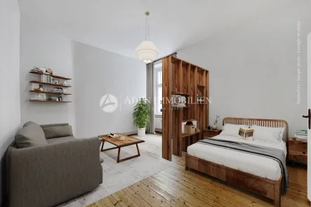 Staging Zimmer 1 - Wohnung kaufen in Berlin - ••• Rarität in der City West: 1-Zimmer-Wohnung + Terrasse und Garten - BEZUGSFREI ! •••