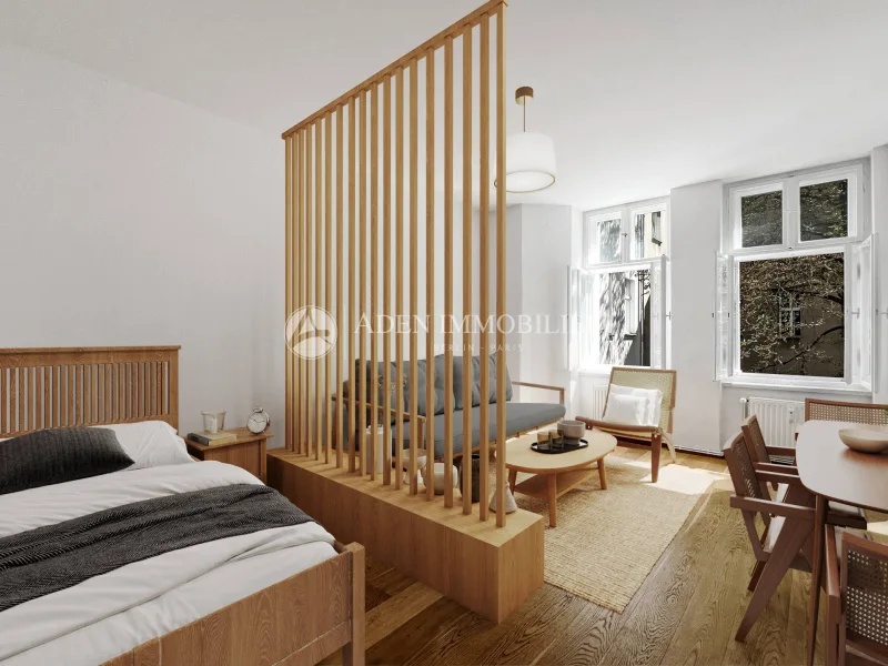 Staging Zimmer 1 - Wohnung kaufen in Berlin - 1-Zimmer-Wohnung im Herzen von Friedrichshain Berlin