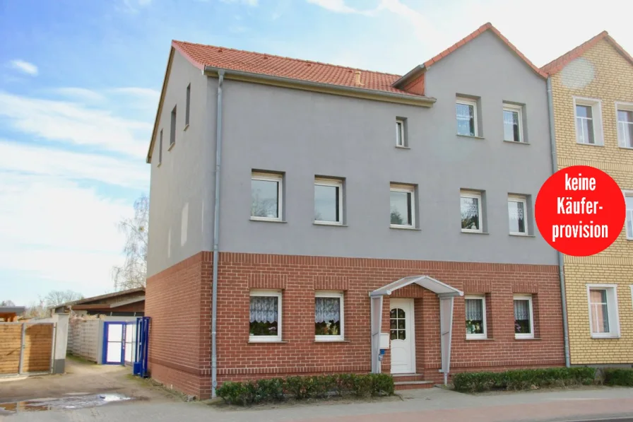 Hausansicht Friedland - Haus kaufen in Friedland - HORN IMMOBILIEN ++ eine große tolle Wohnung, Wintergarten mit Kamin und noch etwas zu vermieten