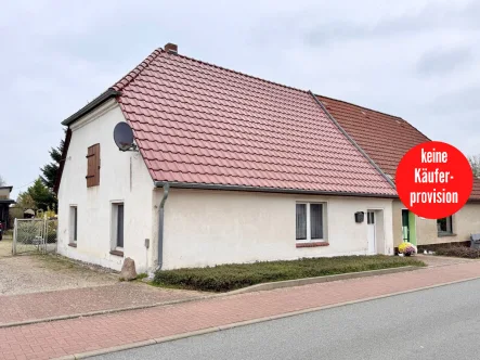 Hausansicht - Haus kaufen in Woggersin - HORN IMMOBILIEN ++ Woggersin bei Neubrandenburg, Doppelhaushälfte mit großem Grundstück