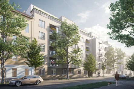 Visionelle Hausansicht - Wohnung kaufen in Berlin - Zukunftsweisendes und fertiggestelltes Neubauprojekt