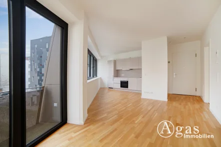 Wohnzimmer mit EBK - Wohnung mieten in Berlin - Traumhaft helle und gemütliche 2 Zimmer Wohnung mit ca. 61m², EBK und Balkon in Berlin-Mitte!