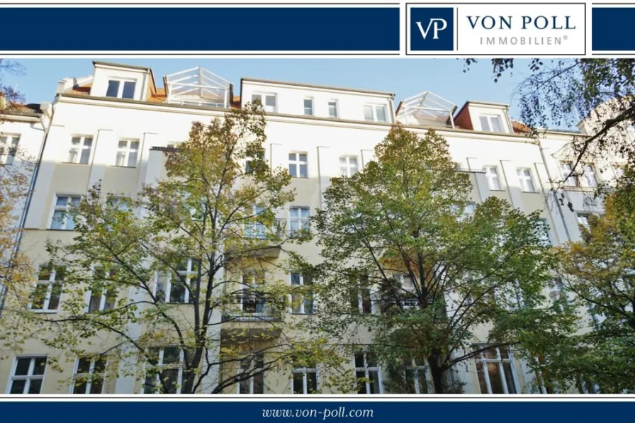 Titelbild mit Logo - Wohnung kaufen in Berlin - Traumhafte vermietete Stuckaltbauwohnung in unmittelbarer Nähe vom Savignyplatz