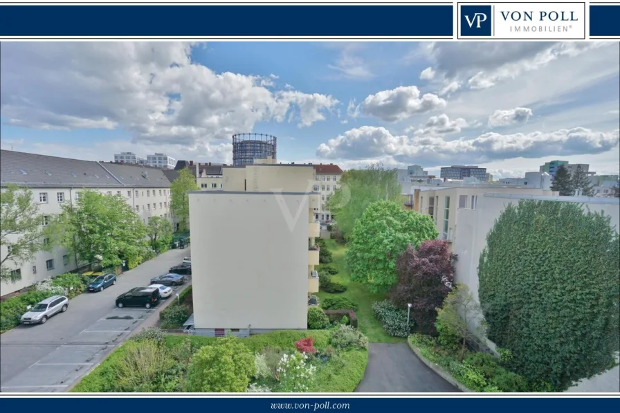 Titelbild - Wohnung kaufen in Berlin - Wohnen auf oberster Etage mit schönem Blick auf den Gasometer - Aufzug + Balkon