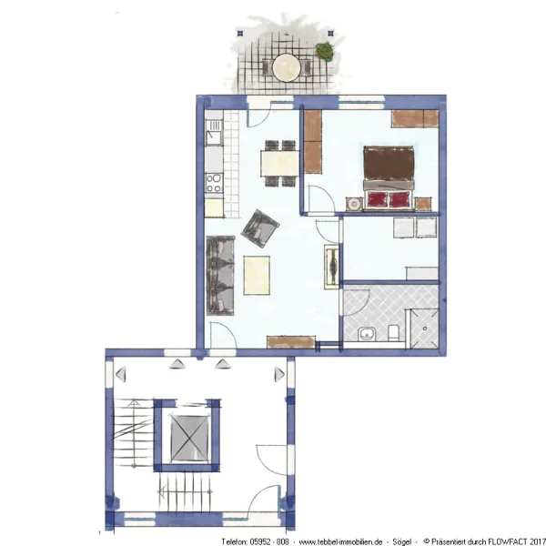 Wohnung 3 - Erdgeschoss - Skizze - Visualisierung