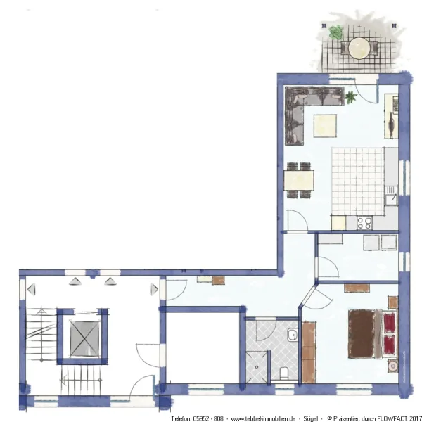 Wohnung 4 - Erdgeschoss - Skizze - Visualisierung