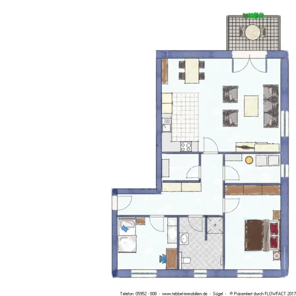 Wohnung 7 - Obgergeschoss - Skizze - Visualisierun