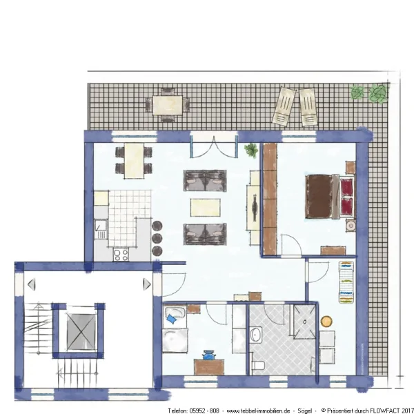 Wohnung 9 - Staffelgeschoss - Skizze - Visualisier