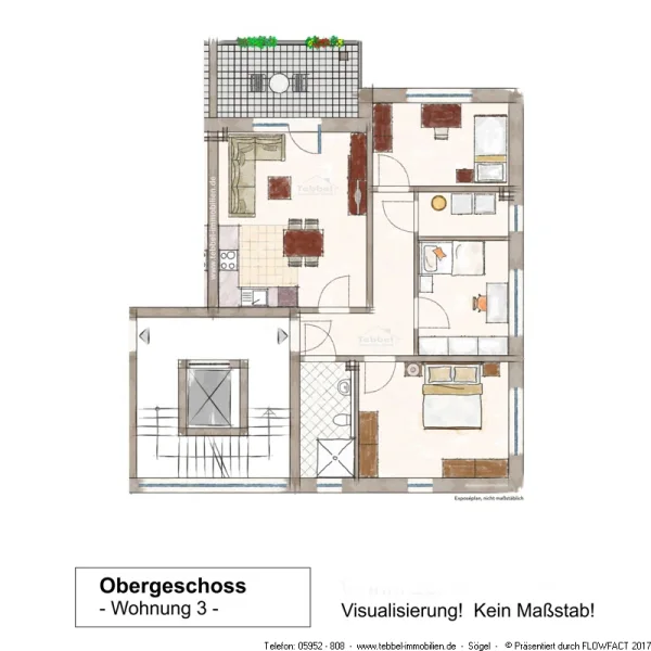 Wohnung 3 - Exposéplan - Skizze - Visualisierung