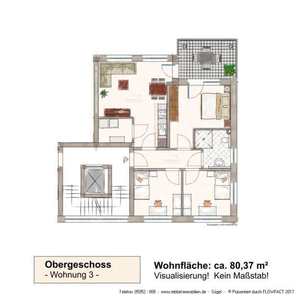 Wohnung 3 - Exposéplan - Skizze - Visualisierung