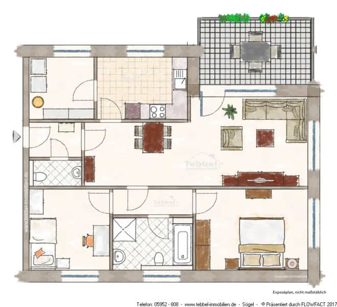 Aufteilung der Wohnung - Exposéplan - Skizze