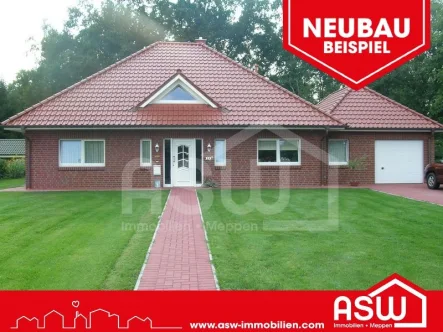 1594 Musterhaus-2 - Haus kaufen in Meppen - Musterhaus! Ländlich gelegener Neubau - Traum - Bungalow mit Spitzdachgarage