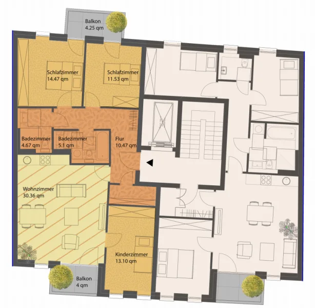 Grundriss_VH_4Etage_4Zimmer - Wohnung kaufen in Berlin - Wunderschöne 4-Zimmer-Wohnung in Berlin-Pankow zu verkaufen