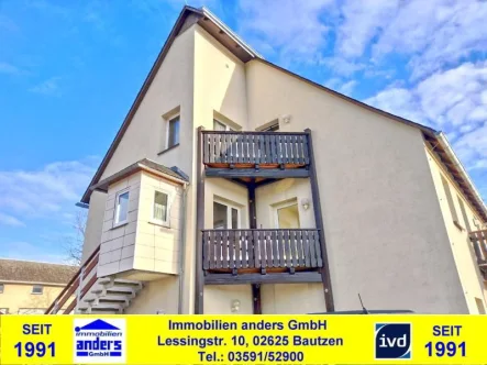 Hausansicht - Wohnung mieten in Weifa - 1-Raum-Single-Wohnung mit Balkon und Garage in ruhiger Wohnlage bei Bautzen