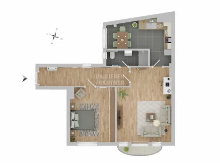 Grundriss 2D WE 1 - Wohnung mieten in Weißenfels - *neu sanierte 2 Zimmerwohnung*zentral gelegen*2. OG*