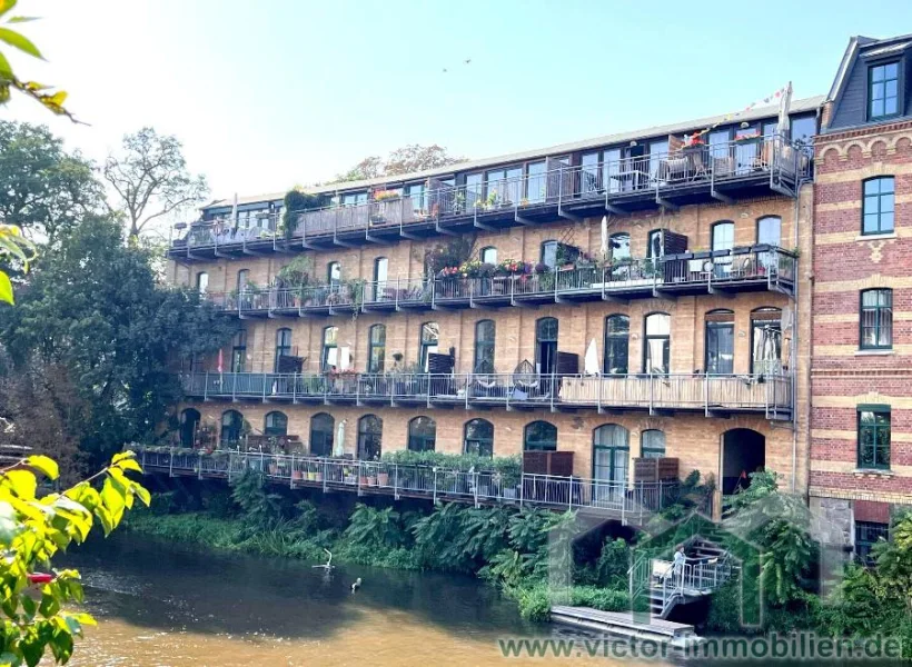 Ansicht_Fluss - Wohnung kaufen in Leipzig - Weiße Elster und Clara-Zetkin-Park: Wohnung mit Seltenheitswert in Top-Lage mit Wasserblick - vermietet!