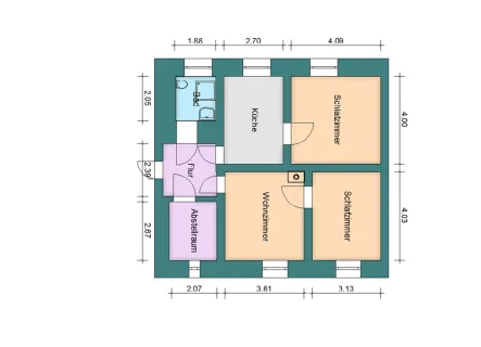 Grundrissblau - Wohnung mieten in Seegebiet ML Dederstedt - O158W1: Schöne 3-Raum-Wohnung im EG in Dederstedt