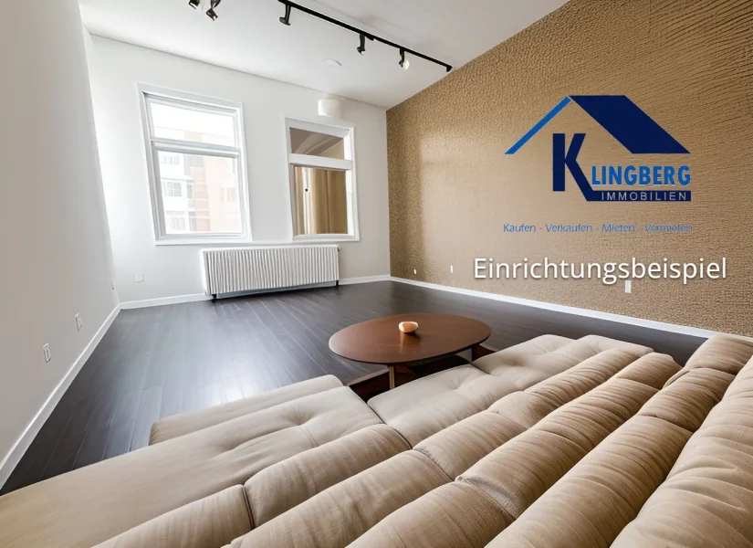 Wohnzimmer - Gestaltungsbeispiel - Wohnung mieten in Zeitz - Moderne 2-Raum-Wohnung im 2. Obergeschoß - Erstbezug nach umfangreicher Renovierung! 