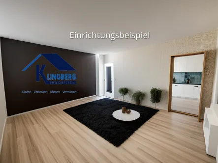 Wohnbereich mit Blick in Küche - Wohnung mieten in Weißenfels - 1-Raum-Wohnung im 1.OG mit Dusche in Weißenfels zu vermieten! 