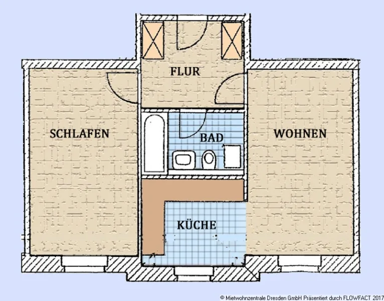 Grundriss - 2 Zimmer in Pieschen