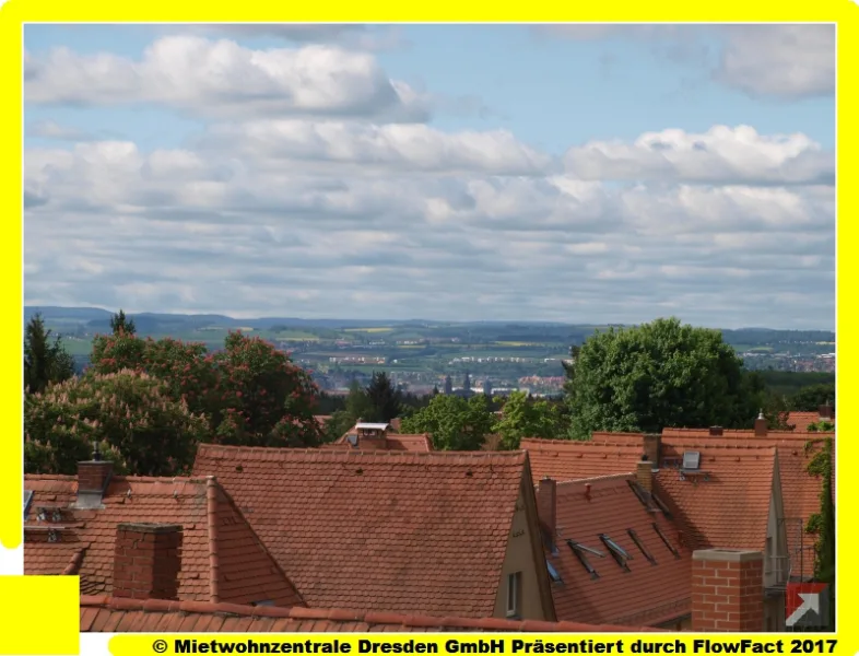 Fensterblick - möblierte Einraumwohnung im DG - Wohnung mieten in Dresden - Möbliert in Hellerau! Wohnung mit Ausblick auf Dresden!!!