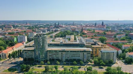 WTC Vogelperspektive - Gastgewerbe/Hotel mieten in Dresden - 1.090 m² Gewerbefläche im World Trade Center zur Miete | Platz für neue Ideen