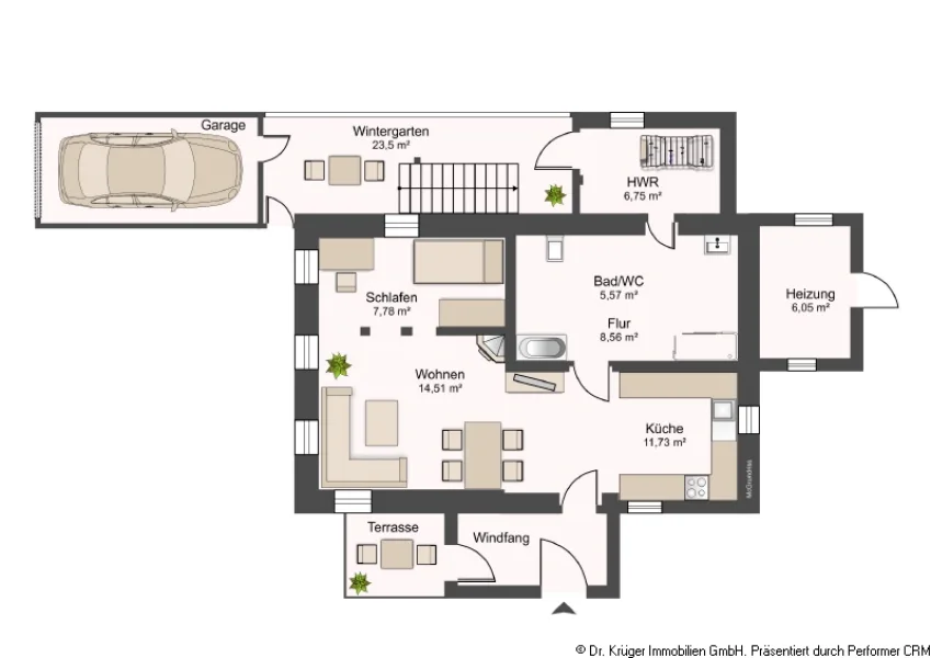 Grundriss EG u Einliegerwohnung