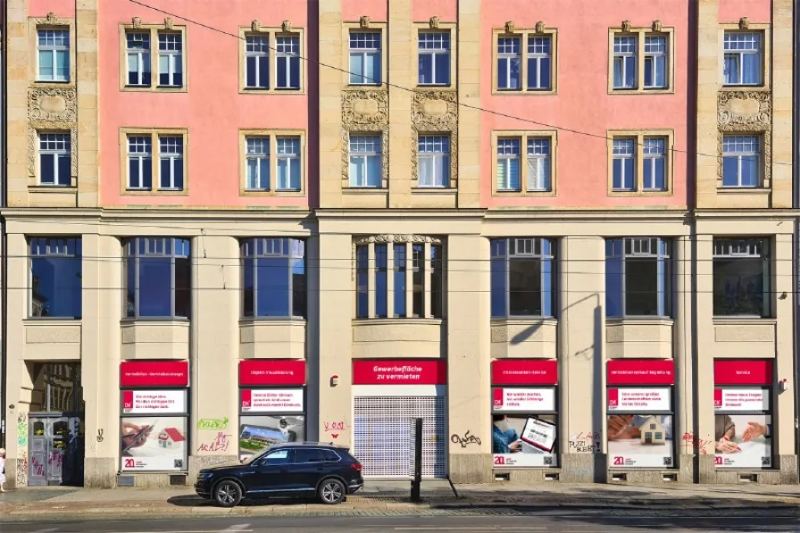 Außenansicht - Büro/Praxis kaufen in Dresden - Premium-Gewerbefläche in Innenstadt-Toplage (DD-Neustadt) mit enormer Außenwirkung.