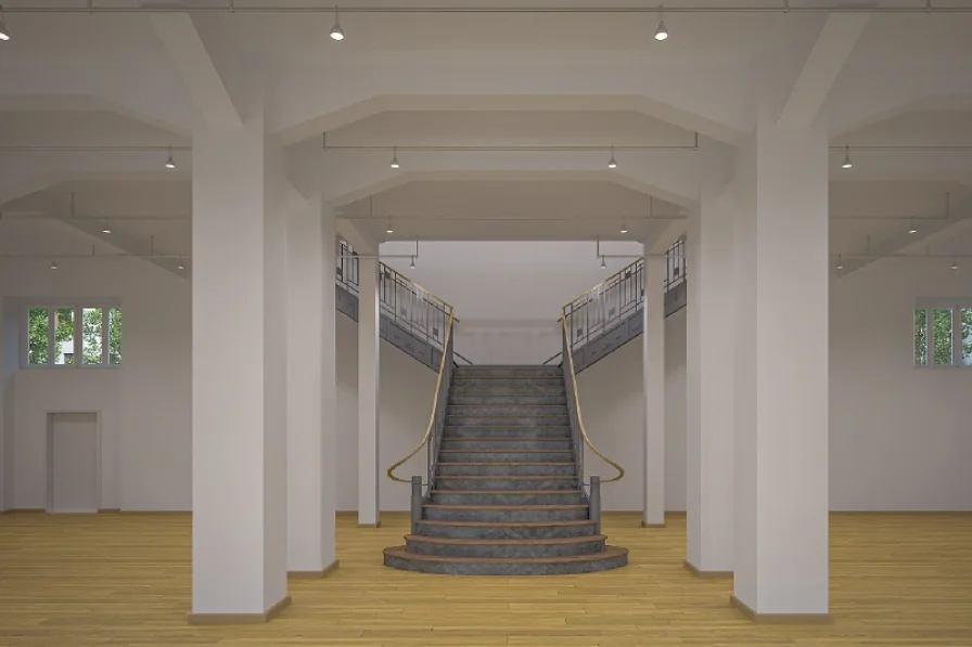 Treppe zur oberen Etage - Visualisierung - Laden/Einzelhandel kaufen in Dresden - Premium-Gewerbefläche in Innenstadt-Toplage (DD-Neustadt) mit enormer Aussenwirkung.
