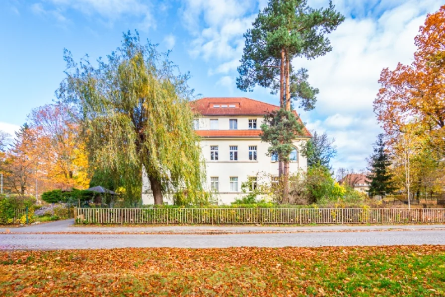 Vorderansicht - Zinshaus/Renditeobjekt kaufen in Arnsdorf - Nachhaltig vermietetes Denkmal mit 6 Wohnungen, Mietergärten und Stellplätzen. Rendite steigerbar.