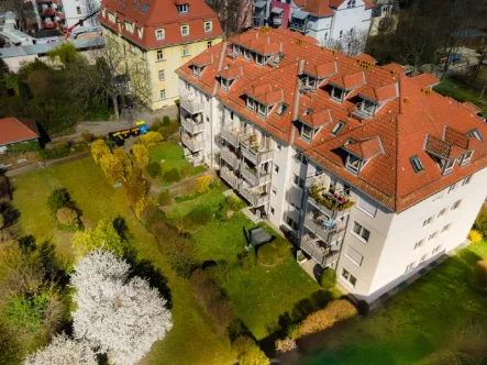 Luftbild - Wohnung kaufen in Dresden - Altersgerechte 2-Raum-ETW - Blick bis zur Frauenkirche - mit Lift und TG-Stellplatz.