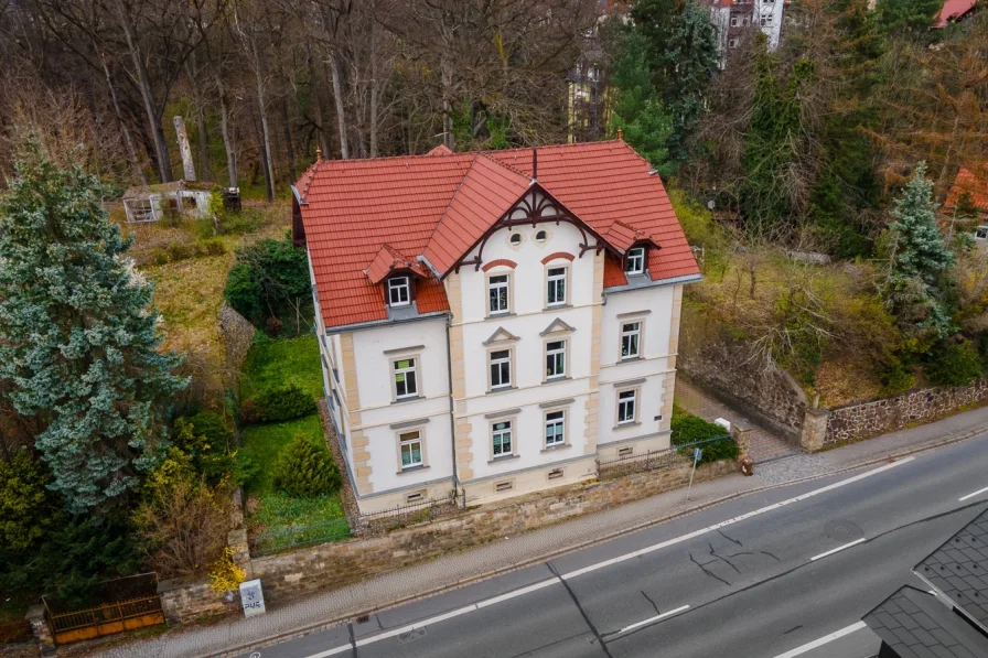 Luftbild 1 - Wohnung kaufen in Dresden - Provisionsfreies Investment in DD-Bühlau. Tolle Altbauwohnung mit Balkon + Einbauküche.