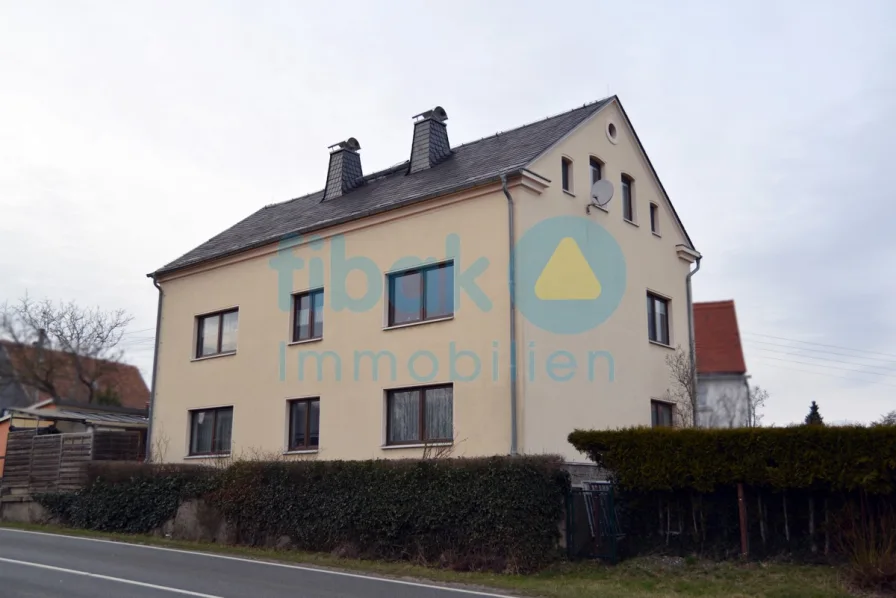 Straßenansicht - Haus kaufen in Lichtentanne / Schönfels - Familienidylle oder Rendite – Zweifamilienhaus mit vielen Möglichkeiten in Schönfels