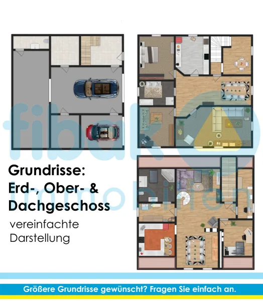 Portal Grundrisse EG + OG + DG