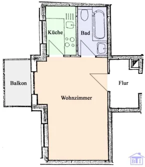 Grundriss - Wohnung mieten in Zittau - Ideal für Studenten!Wohnung im Zentrum m. Balkon