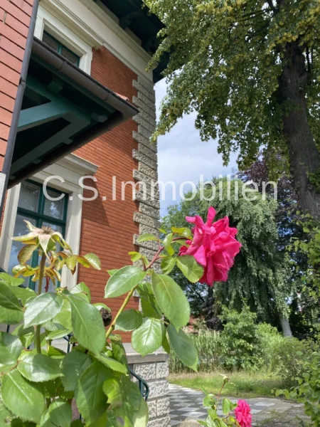 Seitenansicht - Haus kaufen in Radebeul - Stilvboll wohnen und arbeiten - Denkmalgeschütze Fabrikantenvilla auf parkähnliches Grundstück mit viel Nebengelass