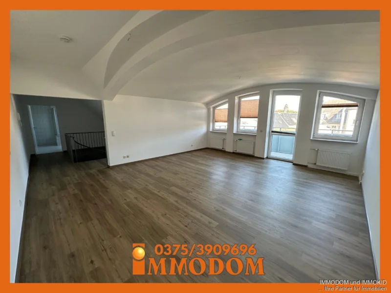 Großer und offener Wohn- und Schlafbereich - Wohnung mieten in Zwickau - 1-Zimmer-Wohnung mit BALKON und EINBAUKÜCHE im Herzen von Zwickau zu vermieten!