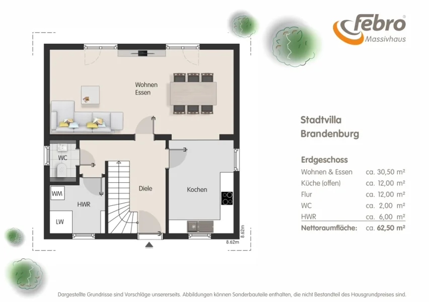 Villa Brandenburg - Grundriss Erdgeschoss